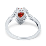 Teardrop Pear Halo Engagement Ring Simulated Cubic Zirconia 925 Sterling Silver