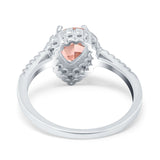 Teardrop Pear Halo Engagement Ring Simulated Cubic Zirconia 925 Sterling Silver
