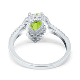 Teardrop Pear Halo Engagement Ring Simulated Cubic Zirconia 925 Sterling Silver