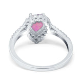 Teardrop Pear Halo Engagement Ring Simulated Cubic Zirconia 925 Sterling Silver