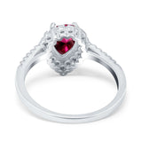 Teardrop Pear Halo Engagement Ring Simulated Cubic Zirconia 925 Sterling Silver