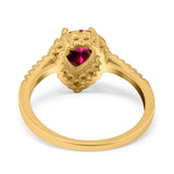 Teardrop Pear Halo Engagement Ring Simulated Cubic Zirconia 925 Sterling Silver