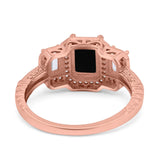 Emerald Cut Halo Engagement Ring Simulated Cubic Zirconia 925 Sterling Silver