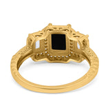 Emerald Cut Halo Engagement Ring Simulated Cubic Zirconia 925 Sterling Silver