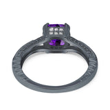 Cushion Cut Art Deco Engagement Ring Simulated Cubic Zirconia 925 Sterling Silver