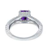 Cushion Cut Art Deco Engagement Ring Simulated Cubic Zirconia 925 Sterling Silver