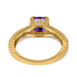 Cushion Cut Art Deco Engagement Ring Simulated Cubic Zirconia 925 Sterling Silver