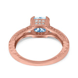 Cushion Cut Art Deco Engagement Ring Simulated Cubic Zirconia 925 Sterling Silver