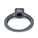 Cushion Cut Art Deco Engagement Ring Simulated Cubic Zirconia 925 Sterling Silver