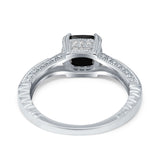 Cushion Cut Art Deco Engagement Ring Simulated Cubic Zirconia 925 Sterling Silver