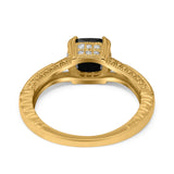 Cushion Cut Art Deco Engagement Ring Simulated Cubic Zirconia 925 Sterling Silver