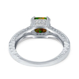 Cushion Cut Art Deco Engagement Ring Simulated Cubic Zirconia 925 Sterling Silver