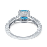 Cushion Cut Art Deco Engagement Ring Simulated Cubic Zirconia 925 Sterling Silver