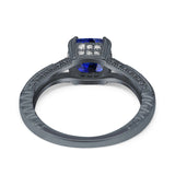 Cushion Cut Art Deco Engagement Ring Simulated Cubic Zirconia 925 Sterling Silver