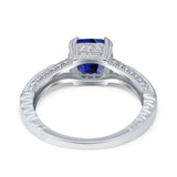 Cushion Cut Art Deco Engagement Ring Simulated Cubic Zirconia 925 Sterling Silver