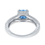 Cushion Cut Art Deco Engagement Ring Simulated Cubic Zirconia 925 Sterling Silver