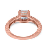 Cushion Cut Art Deco Engagement Ring Simulated Cubic Zirconia 925 Sterling Silver