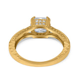 Cushion Cut Art Deco Engagement Ring Simulated Cubic Zirconia 925 Sterling Silver