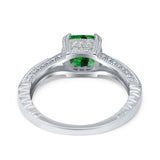 Cushion Cut Art Deco Engagement Ring Simulated Cubic Zirconia 925 Sterling Silver