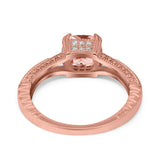 Cushion Cut Art Deco Engagement Ring Simulated Cubic Zirconia 925 Sterling Silver