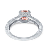 Cushion Cut Art Deco Engagement Ring Simulated Cubic Zirconia 925 Sterling Silver
