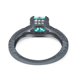 Cushion Cut Art Deco Engagement Ring Simulated Cubic Zirconia 925 Sterling Silver