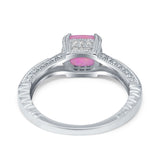 Cushion Cut Art Deco Engagement Ring Simulated Cubic Zirconia 925 Sterling Silver