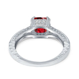 Cushion Cut Art Deco Engagement Ring Simulated Cubic Zirconia 925 Sterling Silver