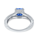 Cushion Cut Art Deco Engagement Ring Simulated Cubic Zirconia 925 Sterling Silver
