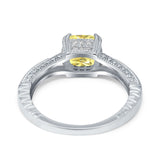 Cushion Cut Art Deco Engagement Ring Simulated Cubic Zirconia 925 Sterling Silver