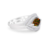 Two Piece Ring Band Round Simulated Cubic Zirconia 925 Sterling Silver