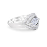 Two Piece Ring Band Round Simulated Cubic Zirconia 925 Sterling Silver
