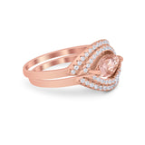 Two Piece Ring Band Round Simulated Cubic Zirconia 925 Sterling Silver