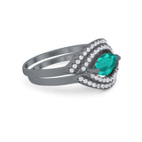 Two Piece Ring Band Round Simulated Cubic Zirconia 925 Sterling Silver