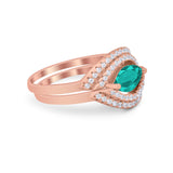 Two Piece Ring Band Round Simulated Cubic Zirconia 925 Sterling Silver