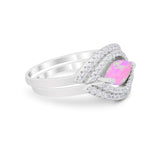 Two Piece Ring Band Round Simulated Cubic Zirconia 925 Sterling Silver