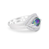 Two Piece Ring Band Round Simulated Cubic Zirconia 925 Sterling Silver