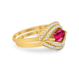 Two Piece Ring Band Round Simulated Cubic Zirconia 925 Sterling Silver