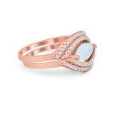 Two Piece Ring Band Round Simulated Cubic Zirconia 925 Sterling Silver