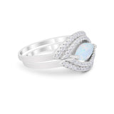 Two Piece Ring Band Round Simulated Cubic Zirconia 925 Sterling Silver