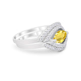Two Piece Ring Band Round Simulated Cubic Zirconia 925 Sterling Silver