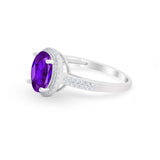 Oval Wedding Engagement Ring Round Cubic Zirconia Accent 925 Sterling Silver