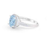 Oval Wedding Engagement Ring Round Cubic Zirconia Accent 925 Sterling Silver