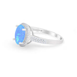 Oval Wedding Engagement Ring Round Cubic Zirconia Accent 925 Sterling Silver