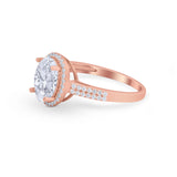 Oval Wedding Engagement Ring Round Cubic Zirconia Accent 925 Sterling Silver