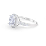 Oval Wedding Engagement Ring Round Cubic Zirconia Accent 925 Sterling Silver