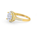 Oval Wedding Engagement Ring Round Cubic Zirconia Accent 925 Sterling Silver