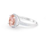 Oval Wedding Engagement Ring Round Cubic Zirconia Accent 925 Sterling Silver