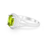 Halo Filigree Oval Wedding Ring Round Simulated Cubic Zirconia 925 Sterling Silver