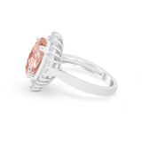 Oval Vintage Art Deco Wedding Ring Round Cubic Zirconia 925 Sterling Silver